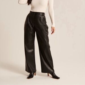 NWT Abercrombie Curve Love Tailored Vegan Leather Wide Leg Pant